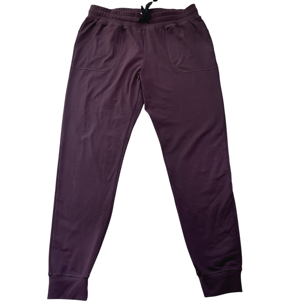 Zyia Active Pants Sz L Burgundy Jogger Activewear Lounge Drawstring Pockets